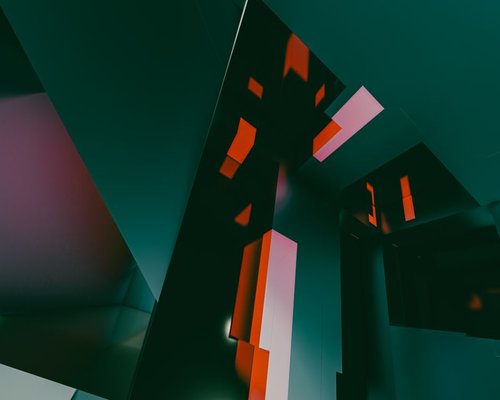 Abstract architectural dark digital space